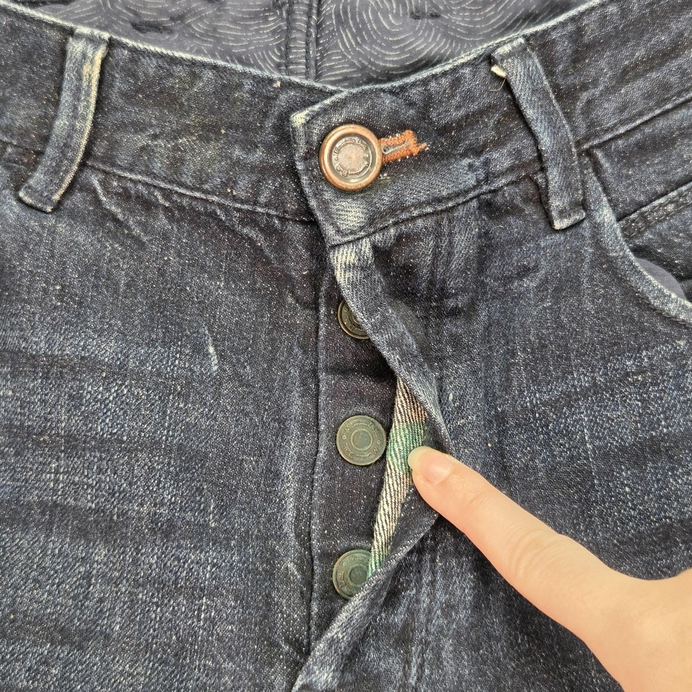 Selvedge Jeans Men Blue Slim Straight Button Distressed Fits 30x30 Massimo Dutti - Picture 7 of 16